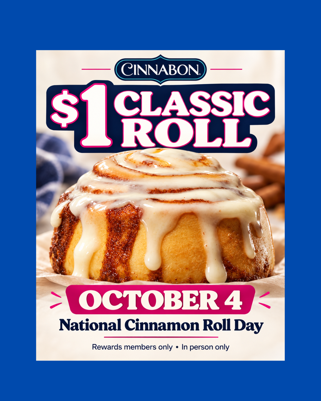 Cinnabon $1 October 4th