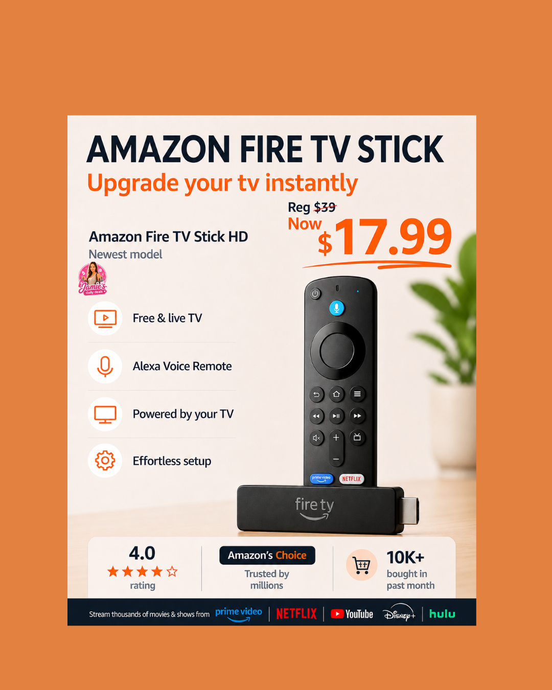 🔥 AMAZON FIRE TV STICK $17.99