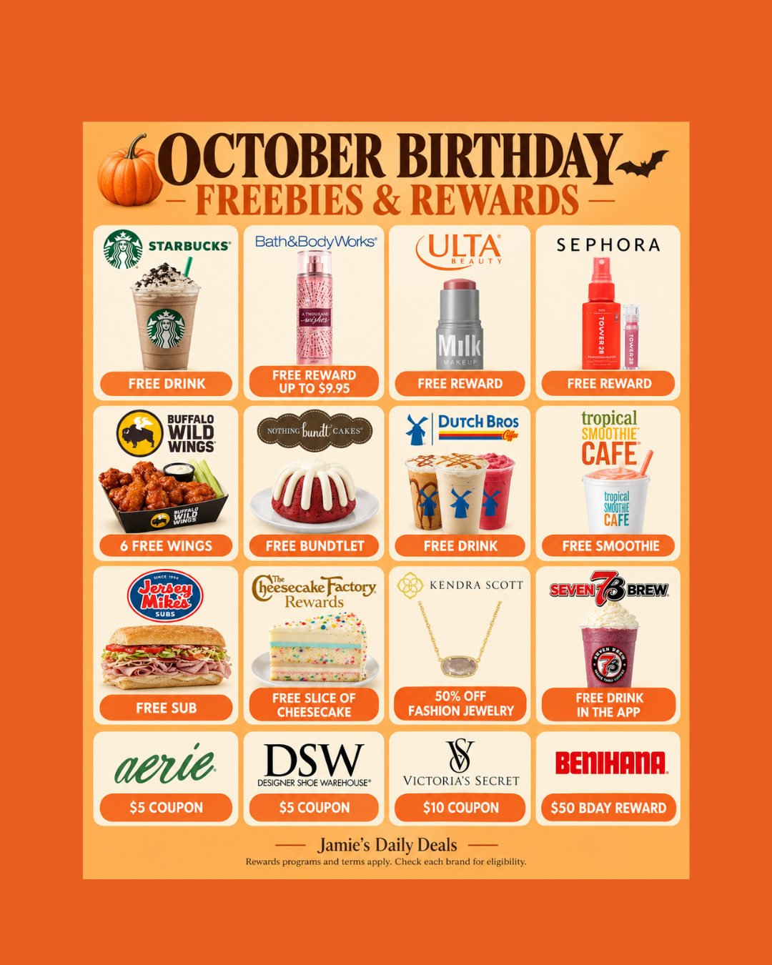 OCTOBER BIRTHDAY FREEBIES