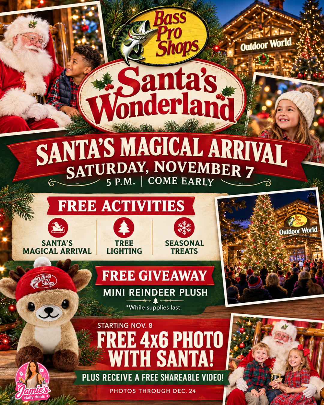 🎅🎄 FREE Santa Photos, Giveaways & Holiday Fun at Bass Pro Shops!