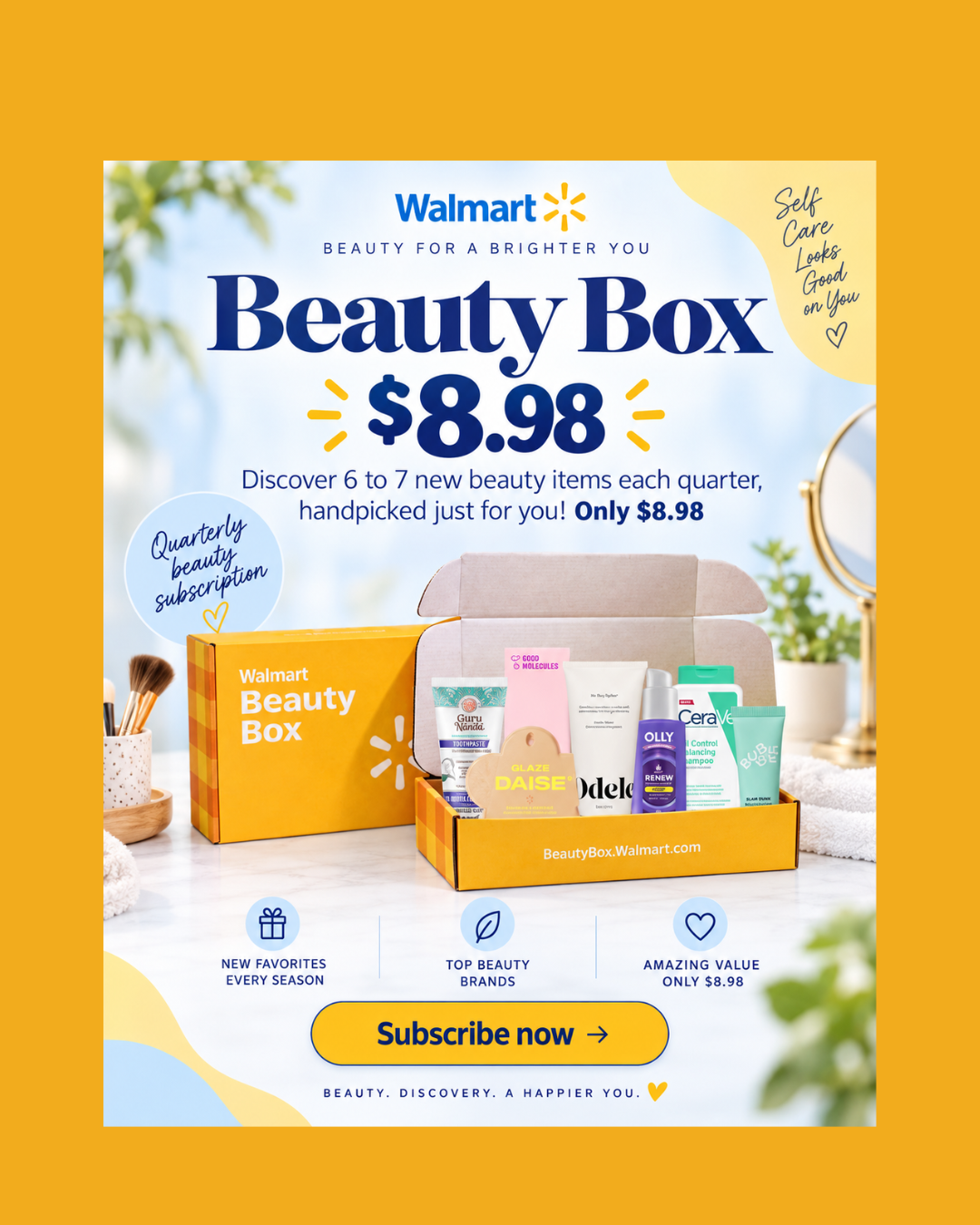 Walmart has a quarterly Beauty Box for only $8.98! ๐โจ