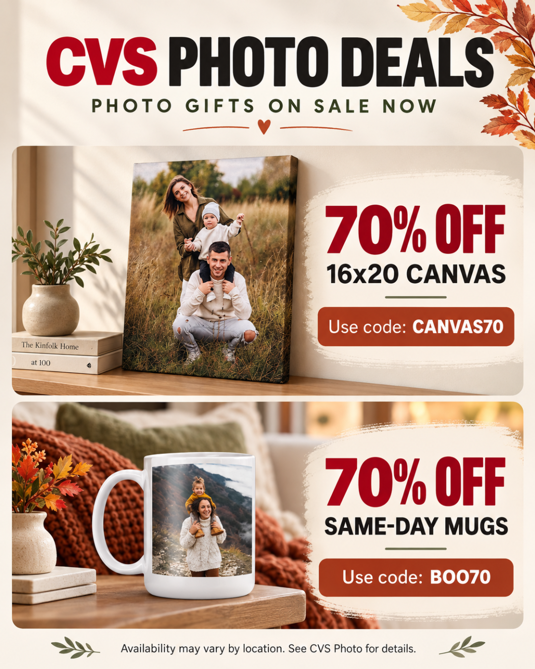 CVS Photo Deals: 70% Off Canvas Prints & Photo Mugs!