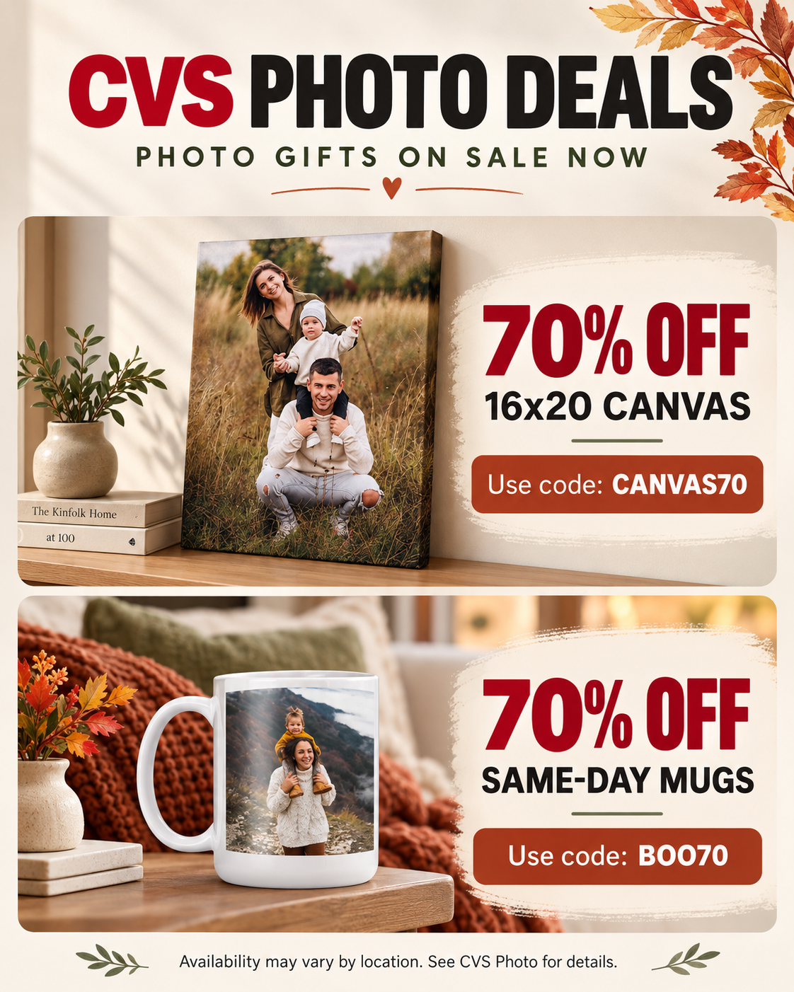 CVS Photo Deals: 70% Off Canvas Prints & Photo Mugs!