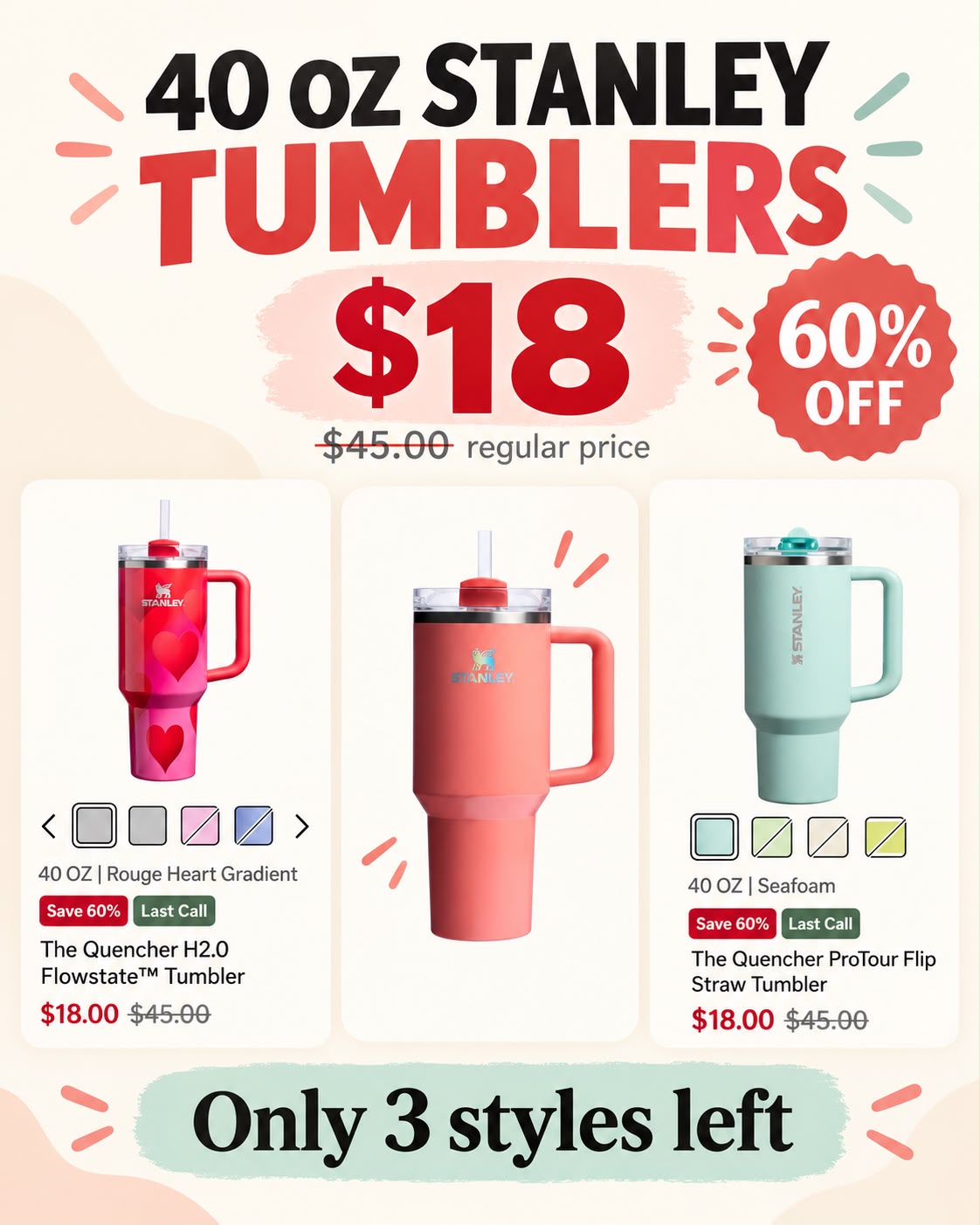 40 oz Stanley tumblers for $18 featured by Jamie's Daily Deals