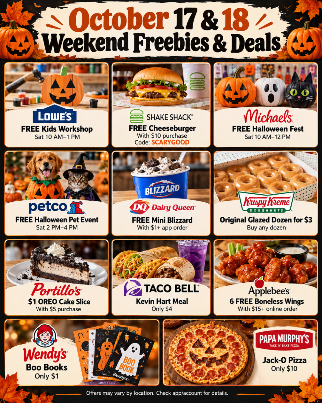 FREEBIES & DEALS this weekend 🎃🍂
